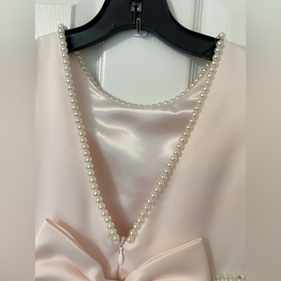 COUTURE PRINCESS Elegant Pink Kids Dress with Pearl Accents - Picture 10 of 13